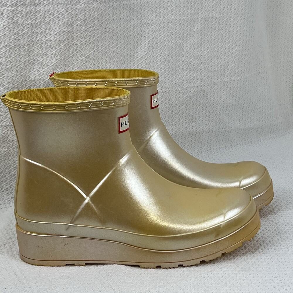 Hunter Original Play Short Nebula Rain Boots Women’s US 8 UK 6 Gold Metallic - Picture 3 of 10